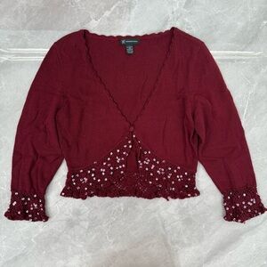 Women’s INC International Concepts 100% Merino Wool Cardigan Sequins Sweater